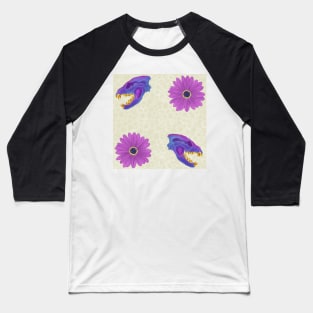 Diaphonized Hyena Skull Floral Cream Baseball T-Shirt
